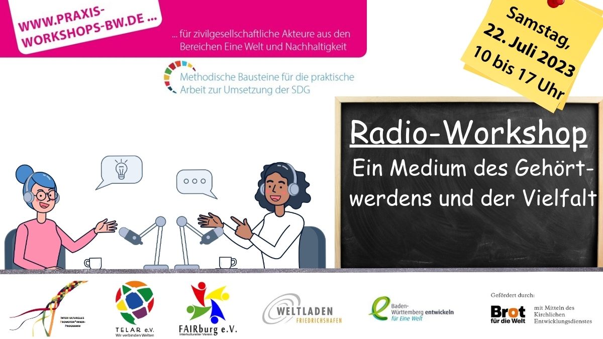 Header: Praxisworkshop "Radio-Workshop" am 22. Juli um 10 - 17 Uhr im Werkstadthaus Tübingen